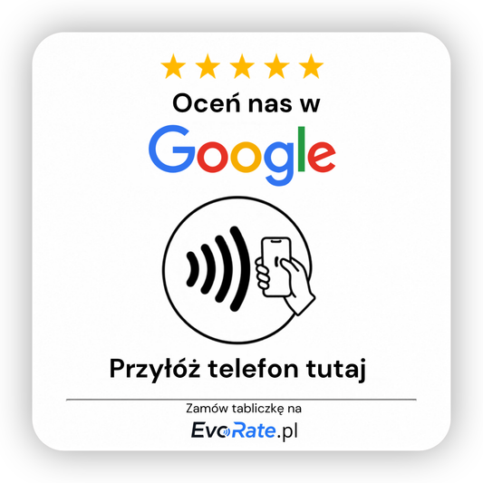 Tabliczka NFC do opinii Google EvoRate